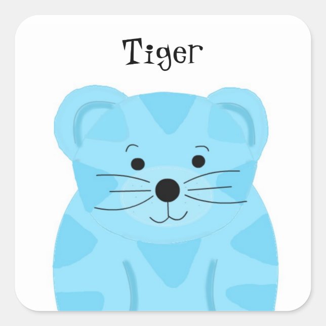 Niedlich Baby Blue Tiger Quadratischer Aufkleber (Vorderseite)