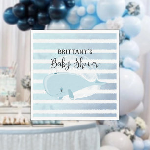 Niedlich Baby Blue Whale Stripe Baby Dusche Serviette