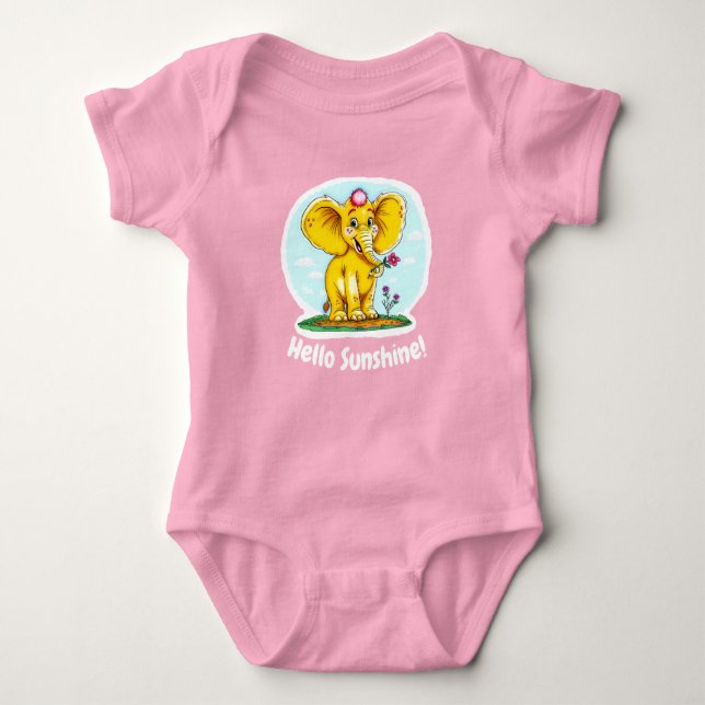 Niedlich Baby Bodysuit - Hallo Sunshine & Elephant Strampler (Vorderseite)