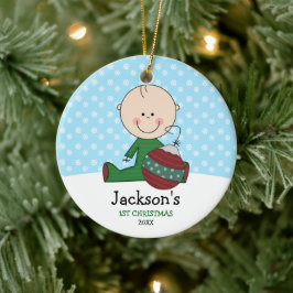 Niedlich Baby Boy 1. Weihnachten Personalisiert Keramik Ornament