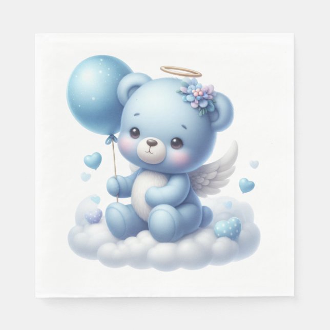 NIEDLICH BABY BOY BLAUE TEDDY BAR MIT BALLOON SERVIETTE (Vorderseite)