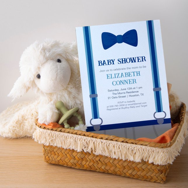 Niedlich Baby Boy Bow Krawatte Suspenders Dusche E Einladung (Cute Baby Boy Bow-tie Suspenders Shower Invitation)