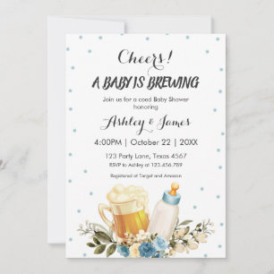 Niedlich Baby Boy Brewing Blue Cheers Baby Dusche Einladung