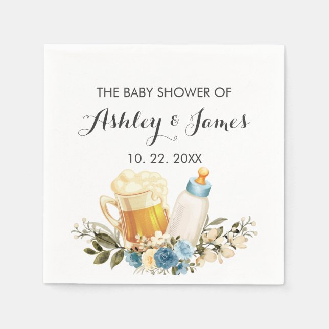 Niedlich Baby Boy Brewing Blue Cheers Baby Dusche Serviette (Vorderseite)