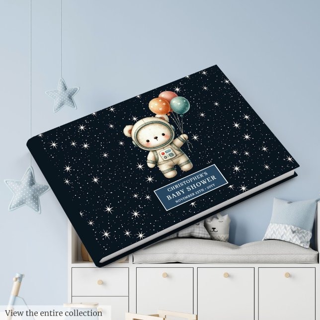 Niedlich Baby Boy Gästebuch Teddy Bear Astronaut (Cute Baby Boy Guest Book Teddy Bear Astronaut)