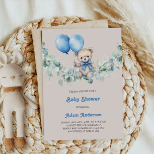 Niedlich Baby Boy Shower Invite - Blue Balloons & Einladung