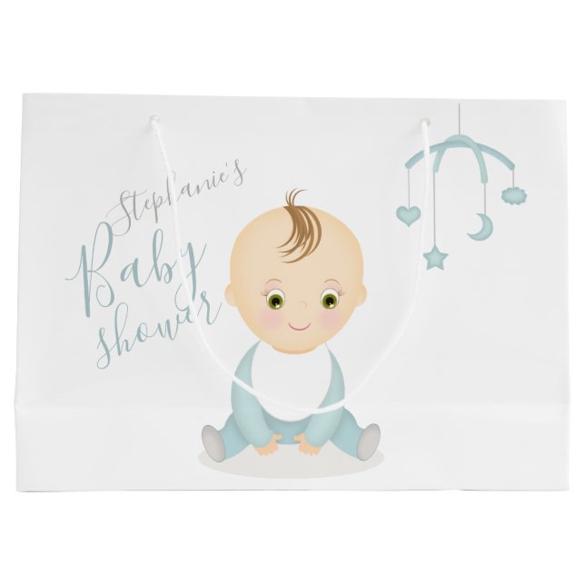 Niedlich Baby Boy und seine Baby-Dusche Große Geschenktüte (Rückseite)