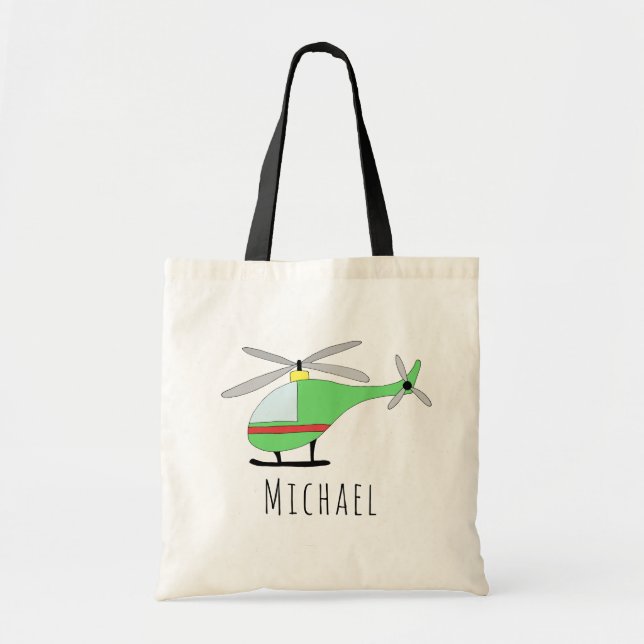 Niedlich Baby Boy's Helicopter Aircraft und Name Tragetasche (Vorne)
