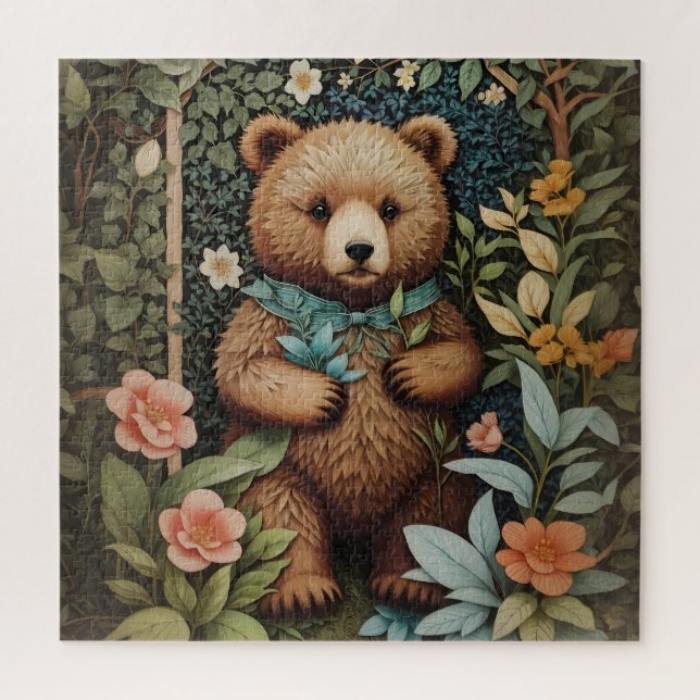 Niedlich Baby Brown Bear William Morris Inspiriert (Vertikal)