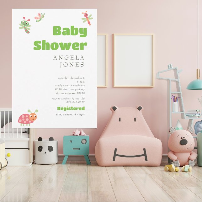 Niedlich Baby Bugs Lime Green Baby Dusche Einladung (Von Creator hochgeladen)
