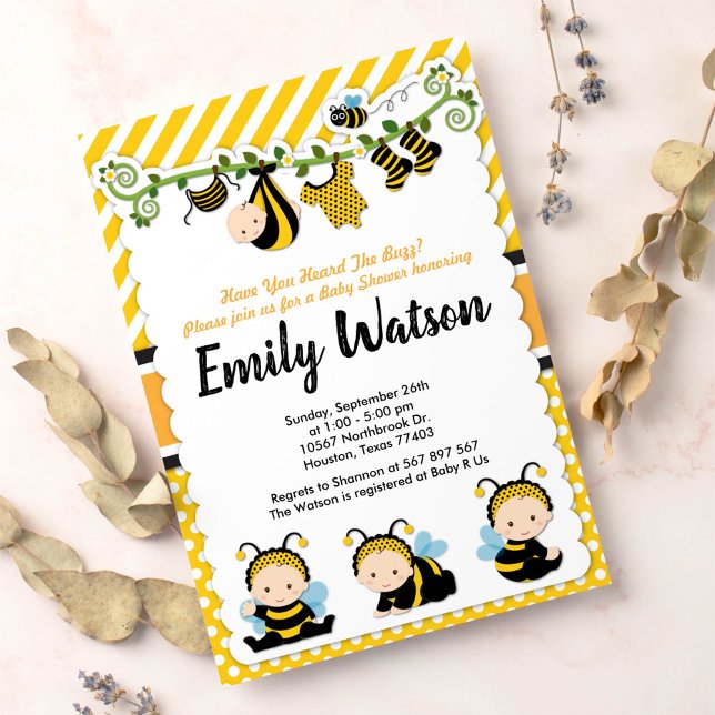 Niedlich Baby Bumble Bee Honey Bee Baby Dusche Einladung (Von Creator hochgeladen)