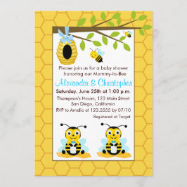 Niedlich Baby Bumblebee Twin Boy Baby Dusche Einladung