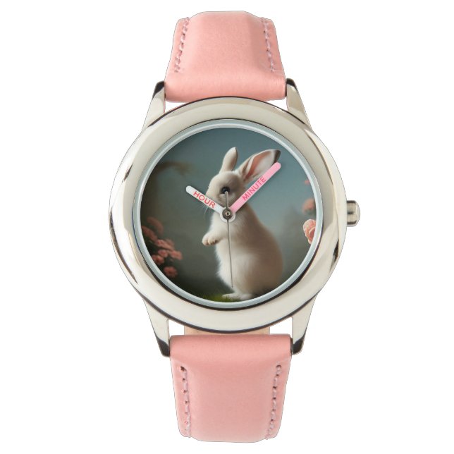 Niedlich Baby Bunny Portrait Armbanduhr (Vorderseite)