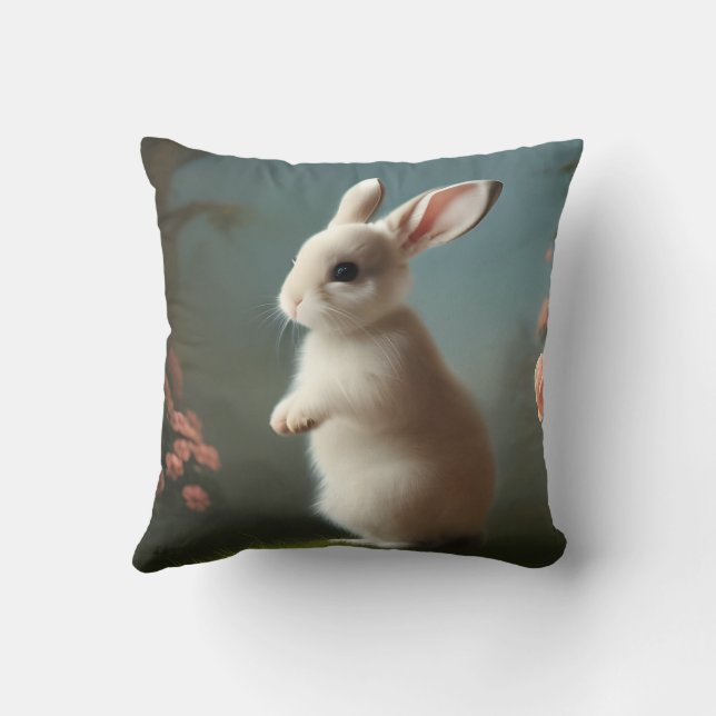 Niedlich Baby Bunny Portrait Kissen (Rückseite)