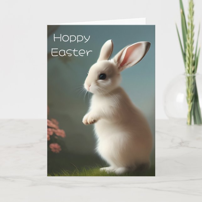 Niedlich Baby Bunny Portrait Oster Karte (Vorderseite)
