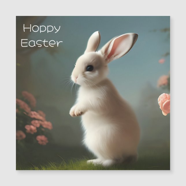 Niedlich Baby Bunny Portrait Ostermagnet-Karte Magnetkarte (Vorderseite)