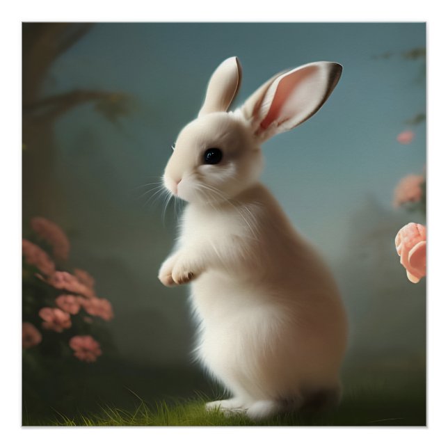 Niedlich Baby Bunny Portrait Poster (Vorderseite)