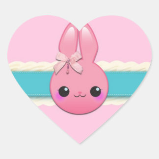 Niedlich Baby Bunny Zuckerguss Bow und Ribbon Herz-Aufkleber