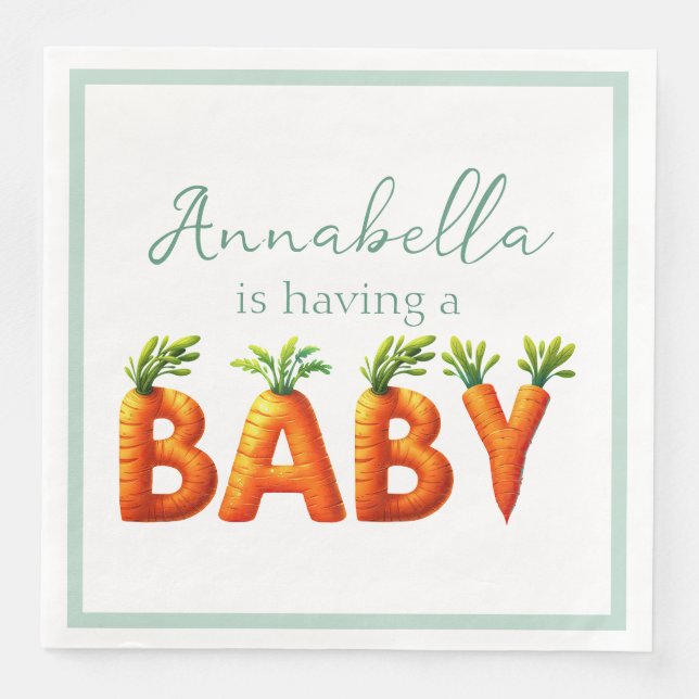 Niedlich Baby Carrots Spring Baby Dusche Serviette (Vorderseite)