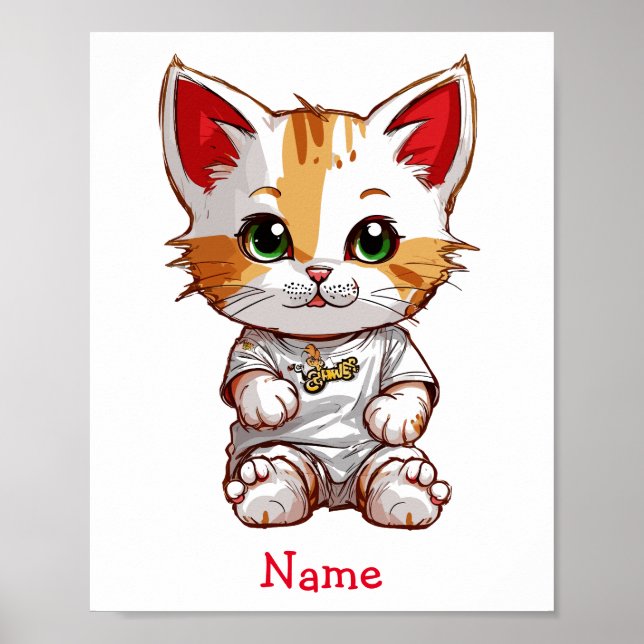 Niedlich Baby Cat Individuelle Name Poster (Vorne)