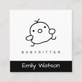 Niedlich Baby Chick Black and White IG Babysitter Quadratische Visitenkarte