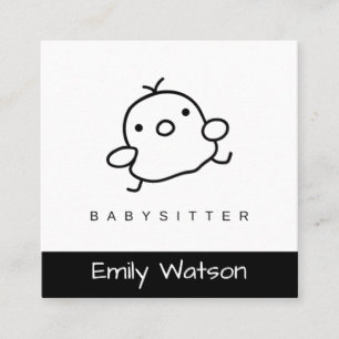 Niedlich Baby Chick Black and White IG Babysitter Quadratische Visitenkarte