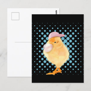 Niedlich Baby Chick Pink Bubblegum Black Postkarte