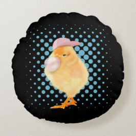 Niedlich Baby Chick Pink Bubblegum Rundes Kissen