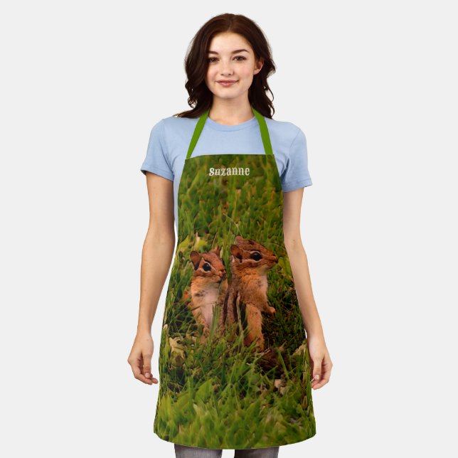 Niedlich Baby Chipmunks Tierkunst Personalisiert Schürze (Getragen)