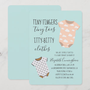 Niedlich Baby Clothes Kinderdusche Party Einladung