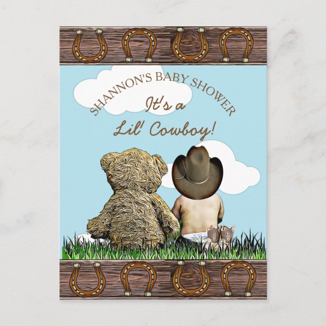 Niedlich Baby Cowboy und Teddy Bear Baby Showroom  Postkarte (Vorderseite)