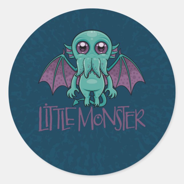 Niedlich Baby Cthulhu Klein Monster Runder Aufkleber (Vorderseite)