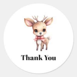 Niedlich Baby Deer Cartoon Illustration Vielen Dan Runder Aufkleber