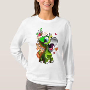 Niedlich Baby Dino & Bird Friends - Cartoon Dino L T-Shirt