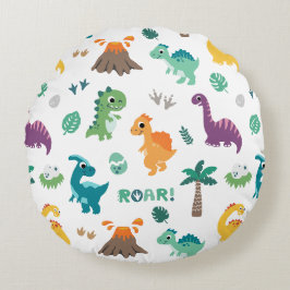 Niedlich Baby Dino Dinosaur Muster Kindergeburtsta Rundes Kissen