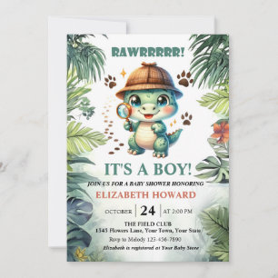 Niedlich Baby Dinosaur Babydusche Einladung