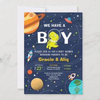 Niedlich Baby Dinosaur Babydusche Einladung BOY