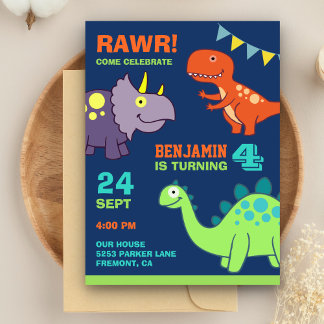 Niedlich Baby Dinosaur Kindergeburtstag Party Einladungspostkarte