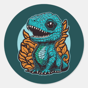 Niedlich Baby Dinosaur Runder Aufkleber