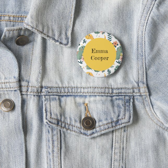 Niedlich Baby Dinosaurier Custom Kids' Button (Beispiel)