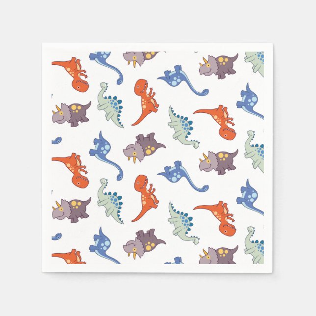 Niedlich Baby Dinosaurier Farbiges Boy Muster Prin Serviette (Vorderseite)
