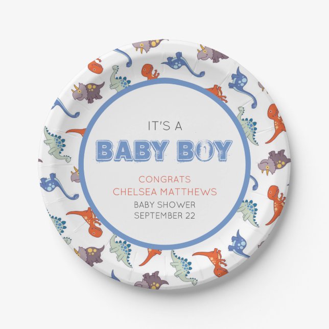 Niedlich Baby Dinosaurier Muster drucken Pappteller (Vorderseite)