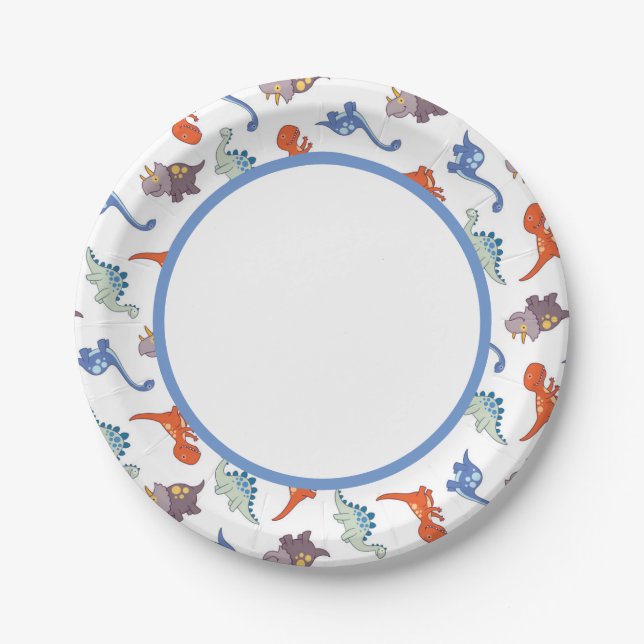 Niedlich Baby Dinosaurier Muster drucken Pappteller (Vorderseite)