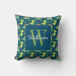 Niedlich Baby Dinosaurier Muster Monogramm und Nam Kissen