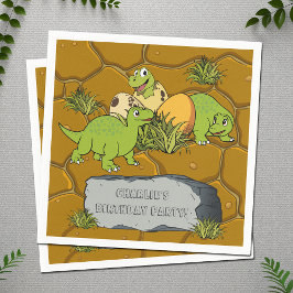 Niedlich Baby Dinosaurier Prähistorischer Cartoon  Serviette