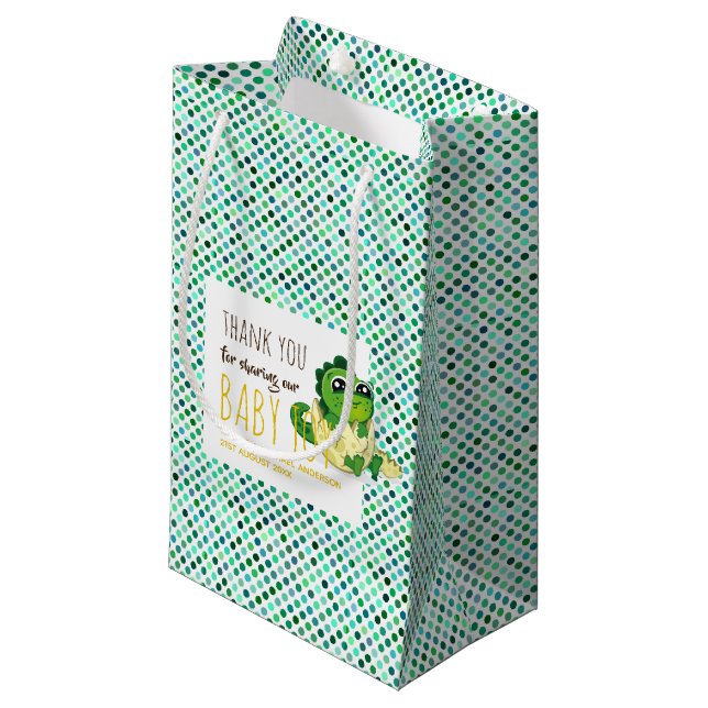 Niedlich Baby Dinosaurier Schnupperdusche Party Pu Kleine Geschenktüte (Vorderseite Schrägansicht)