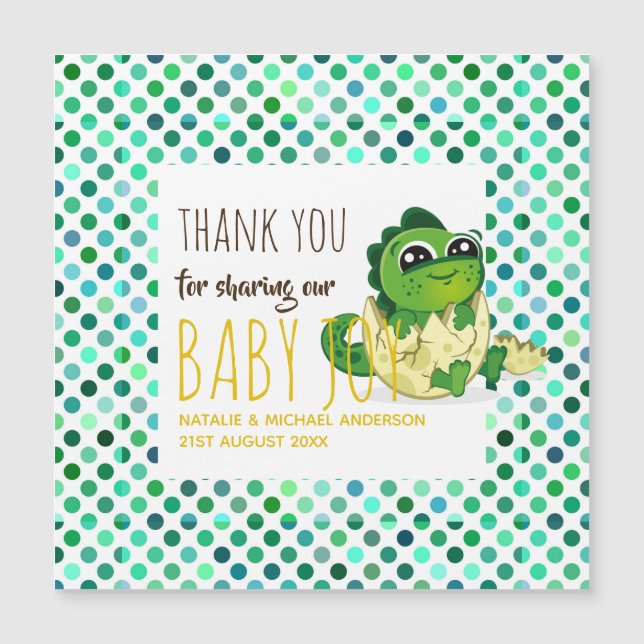 Niedlich Baby Dinosaurier Schnupperdusche Party Pu Magnetkarte (Vorderseite)