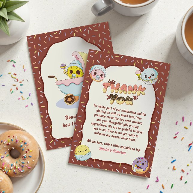 Niedlich Baby Donut Cartoon Kinderdusche und Sprin Dankeskarte (Von Creator hochgeladen)