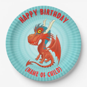 Niedlich Baby Dragon Birthday Plate Pappteller