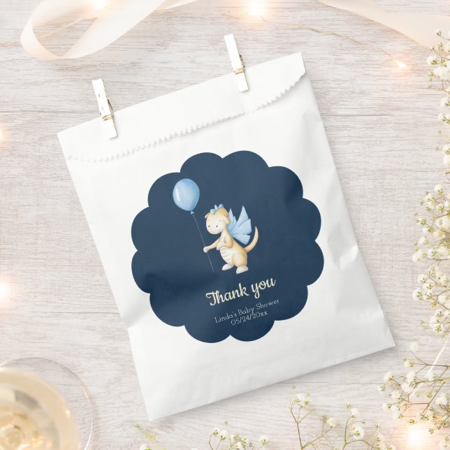 Niedlich Baby Dragon Blue Boy Danke Baby Dusche Geschenktütchen (Ausgeschnitten)